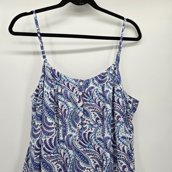 J.Crew Tiered cotton voile shift dress in purple paisley, women's large new! - Picture 4 of 8